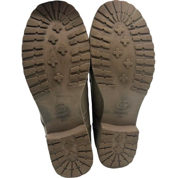 GUESS Combat Boots Cap Toe Lace Up Zipper Moto Biker Style 8.5 Neutral Taupe - Picture 5 of 9